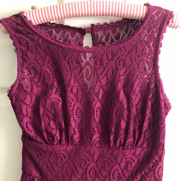 B. DARLIN Magenta Lace Dress | 5/6 - Picture 2 of 4